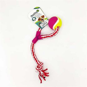 Euro Dog Beyaz Sarı Pembe 35 cm Tenis Toplu Diş Kaşıma İpi Köpek Oyuncağı