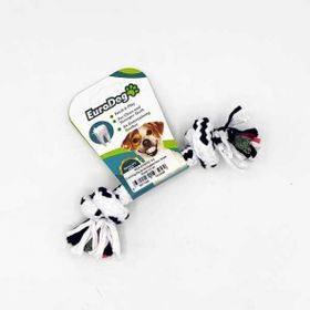 Euro Dog Beyaz Siyah 15 cm İki Düğümlü İnce Diş Kaşıma İpi Köpek Oyuncağı
