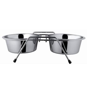 Euro Dog DDWF2BCP 1qt 16.5 cm Ayaklı İkili Metal Mama Kabı