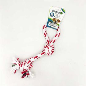 Euro Dog Kırmızı Beyaz 30 cm Üç Düğümlü Halka Şeklinde Diş Kaşıma İpi Köpek Oyuncağı