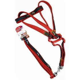 Euro Dog Kırmızı Siyah 25 mm 120 cm Köpek Uzatma Tasması + Göğüs Tasması Takımı