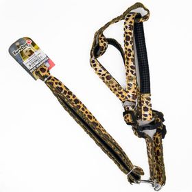 Euro Dog Leopar 20 mm 120 cm Köpek Uzatma Tasması ve Göğüs Tasması Takımı