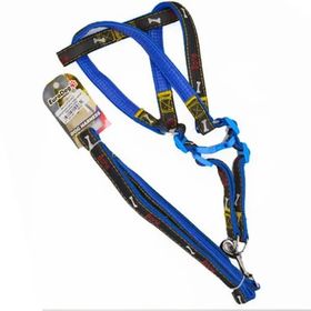 Euro Dog Mavi Siyah 20 mm 120 cm Köpek Uzatma Tasması + Göğüs Tasması Takımı