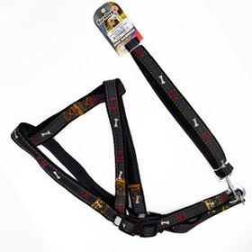 Euro Dog Siyah 25 mm 120 cm Köpek Uzatma Tasması ve Göğüs Tasması Takımı