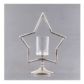 Euro Flora 38x12x51 cm Dekoratif Metal Yıldız Standlı Cam Mumluk