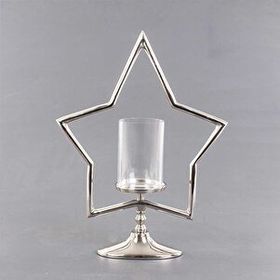 Euro Flora 38x12x51 cm Dekoratif Metal Yıldız Standlı Cam Mumluk