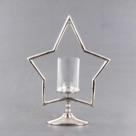 Euro Flora 38x12x51 cm Dekoratif Metal Yıldız Standlı Cam Mumluk