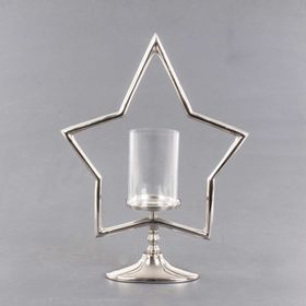 Euro Flora 38x12x51 cm Dekoratif Metal Yıldız Standlı Cam Mumluk