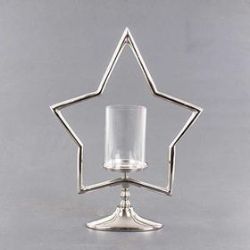 Euro Flora 38x12x51 cm Dekoratif Metal Yıldız Standlı Cam Mumluk