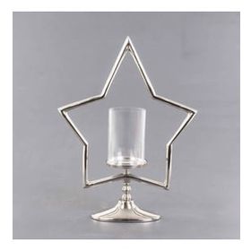 Euro Flora 38x12x51 cm Dekoratif Metal Yıldız Standlı Cam Mumluk