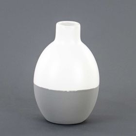 Euro Flora Beyaz Gri 10x15 cm İki Renkli Seramik Vazo