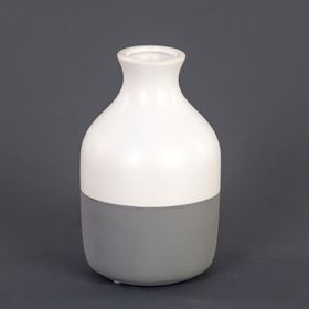 Euro Flora Beyaz Gri 10x15 cm İki Renkli Seramik Vazo