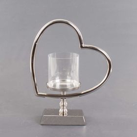 Euro Flora Metal Kalp Standlı 27x12x34 cm Cam Mumluk