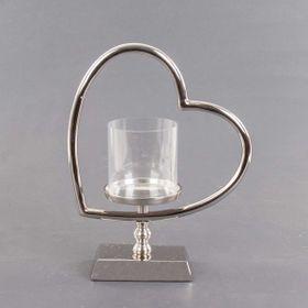 Euro Flora Metal Kalp Standlı 27x12x34 cm Cam Mumluk