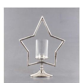Euro Flora Metal Yıldız Standlı 33x12x43 cm Cam Mumluk