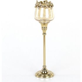 Euro Flora Metal Yıldız Standlı 33x12x43 cm Cam Mumluk