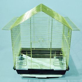 Euro Gold Kuş Telli Üçgen Çatılı Pirinç 34.5x28x45.5 cm Kuş Kafesi