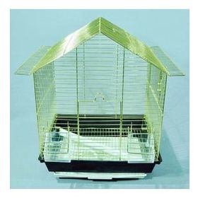 Euro Gold Kuş Telli Üçgen Çatılı Pirinç 34.5x28x45.5 cm Kuş Kafesi