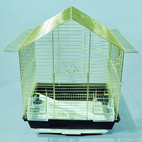 Euro Gold Kuş Telli Üçgen Çatılı Pirinç 34.5x28x45.5 cm Kuş Kafesi