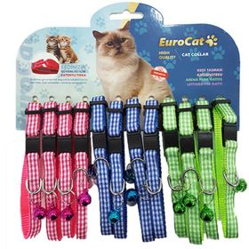 Eurocat 12'li 10 mm 28 cm Renkli Ekoseli Kedi Boyun Tasması