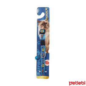 EuroCat 18 cm 28 cm Mavi Çiçek Desenli Zilli Kedi Boyun Tasması