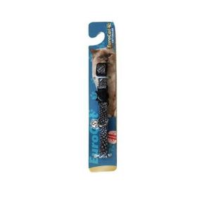 Eurocat Gri Deri Desenli Çıngıraklı 10 mm 28 cm Kedi Boyun Tasması