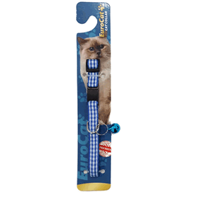 Eurocat Mavi 10 mm 28 cm Ekose Desenli Kedi Boyun Tasması