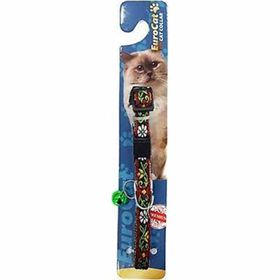 Eurocat Yeşil Çiçek Desenli Çıngıraklı Kedi Boyun Tasması