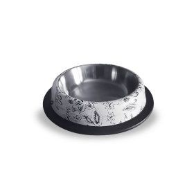 Eurodog 25 cm 750 ml Köpekler için Yaprak Desenli Çelik Mama ve Su kabı