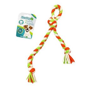 Eurodog 42 cm Beyaz-Yeşil-Turuncu Üç Düğümlü Diş İpi Köpek Oyuncağı