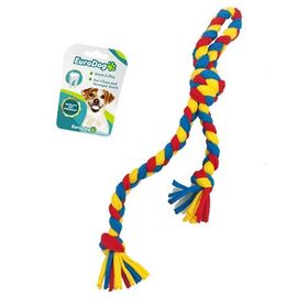 Eurodog 42 cm Sarı-Mavi-Kırmızı Üç Düğümlü Diş İpi Köpek Oyuncağı