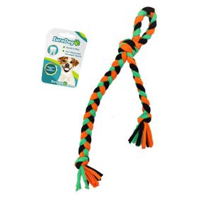 Eurodog 42 cm Siyah-Yeşil-Turuncu Üç Düğümlü Diş İpi Köpek Oyuncağı