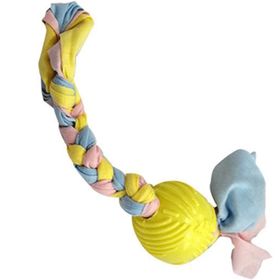 Eurodog Puppy Toys Sarı 36 cm Diş İpli Kauçuk Top Yavru Köpek Oyuncağı