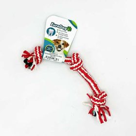 Eurodog Üç Düğüm Beyaz Kımızı Çizgi 15 cm Diş İpi