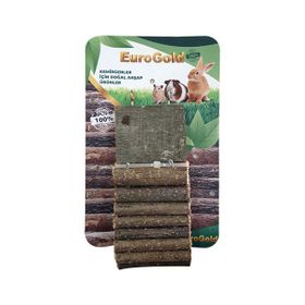 Eurogold 7x30 cm Tek Platformlu Kahverengi Doğal Ahşap Kemirgen Merdiveni