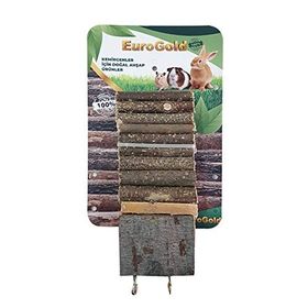 Eurogold Çift Platformlu 7x35 cm Kemirgenler İçin Doğal Ahşap Köprü Hamster Oyuncağı