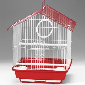 Eurogold QH 30x23x39 cm Üçgen Çatılı Kırmızı Kanarya Muhabbet Kuşu Kuş Kafesi