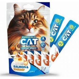 Eurogold Somonlu ve Karidesli 5x15 gr Sıvı Kedi Ödülü