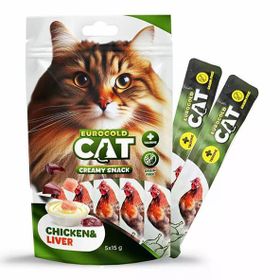 Eurogold Tavuklu ve Ciğerli 5x15 GR Sıvı Kedi Ödülü