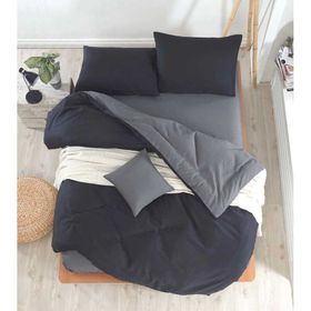 Ev & Ev Home EP-015193 Siyah-Füme Çift Kişilik Nevresim Takımı