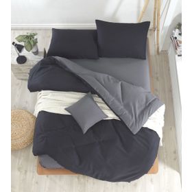 Ev & Ev Home EP-015193 Siyah-Füme Çift Kişilik Nevresim Takımı
