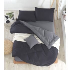 Ev & Ev Home EP-015193 Siyah-Füme Çift Kişilik Nevresim Takımı