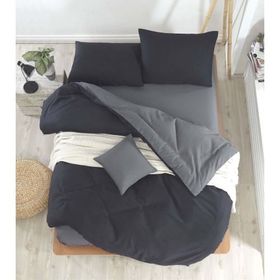 Ev & Ev Home EP-015193 Siyah-Füme Çift Kişilik Nevresim Takımı