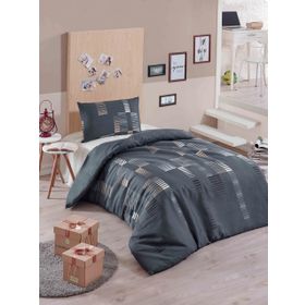 Ev & Home EP-012041 Kolay ütülenir Trace Antrasit Tek Kişilik Nevresim Takımı