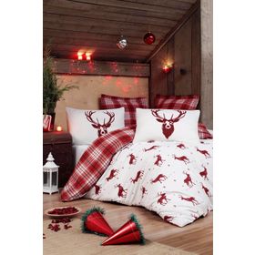 Ev & Home EP-017020 Kolay Ütülenir Geyik Bordo Tek Kişilik Nevresim Takımı