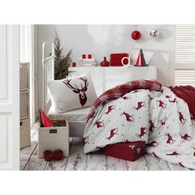 Ev & Home EP-017020 Kolay Ütülenir Geyik Bordo Tek Kişilik Nevresim Takımı