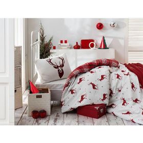 Ev & Home EP-017020 Kolay Ütülenir Geyik Bordo Tek Kişilik Nevresim Takımı