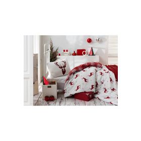 Ev & Home EP-017020 Kolay Ütülenir Geyik Bordo Tek Kişilik Nevresim Takımı