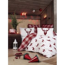 Ev & Home EP-017020 Kolay Ütülenir Geyik Bordo Tek Kişilik Nevresim Takımı