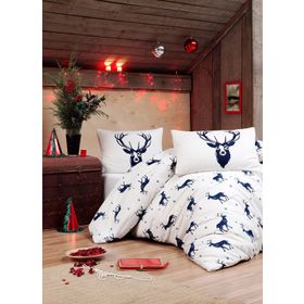 Ev & Home EP-017024 Kolay Ütülenir Geyik Lacivert Tek Kişilik Nevresim Takımı